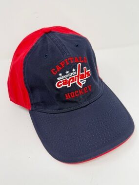 Reebok NHL Washington Capitals Hockey Adjustable Strapback Cap Hat Navy/Red NWOT